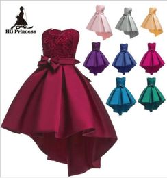 1pcs Girls High Princess Dress Trailing Kids Lace Flower Ruffle Pleated wedding gowns Full Formal Party Dresses Cosplay costumes C1117363