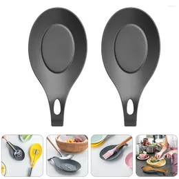 Dinnerware Sets 2 Pcs Silicone Spoon Mat Rests Holder Soup Ladle Stand Flatware Cutlery Rack Utensils Storage Organiser Silica Gel