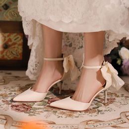 Sandals High Heel Wedding Shoes Banquet Women's Style European And American Baotou Thin Heels Versatile Pointed Single