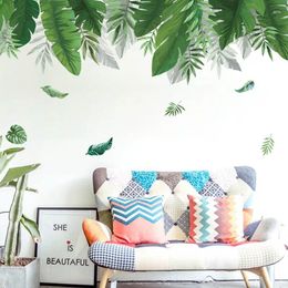 Wall Stickers Fresh Green Leafy Plant Tropical Jungle Leaf Decoration Living Room Restaurant Art Mural