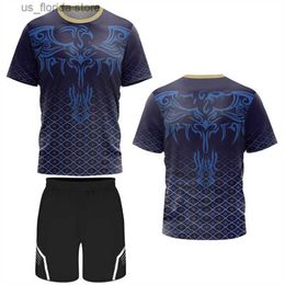 Men's Tracksuits Mens Polo Badminton T-shirt And Shorts Set Tennis Table Tennis Training Wear Summer Outdoor Running Sweatshirt Breathable Light Y240315