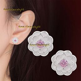 Stud Flower Crystal Stud Earrings Silver Color Ear Studs Womens Fine Jewelry Mothers Day Birthday Gift Silver Earring 2024 Designer Earrings Jewelry Women Stores