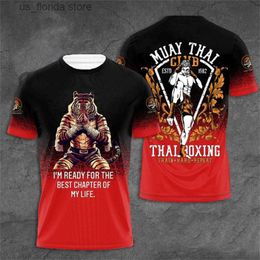 Men's T-Shirts Muay Thai 3D Printed T Shirt Men Women Apparel Short Slve Tops Ts Cheap Hot Sale Classic T-shirt Wrestle Pattern Tshirt Y240321