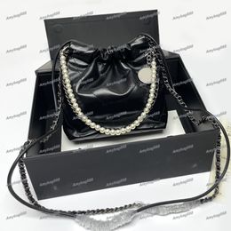 Designer trash bag Pearl Chain Shoulder Bag Quilted Leather Purse Luxury Crossbody Bag Women Clutch Fashion Bags Flap Cross Body Tote Gold Silver Chain Travel Bags