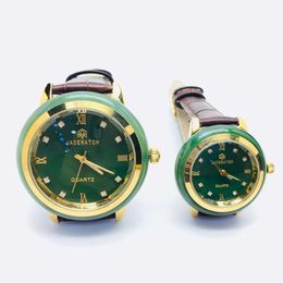 Hotan Jasper Men's Quartz Movement Jade Women's Gold Diamond Elegant and Fashionable Couple Watch
