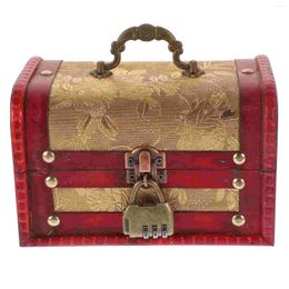 Jewelry Pouches Vintage Box Wooden Treasure Chest Pirate Decor Trinket Storage Holder Retro