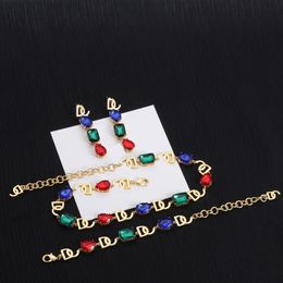 Bracelet and Earring Necklace Luxury Classic Coloured Diamond Designer Pendant Necklace Jewellery Female Jewellery Designer Diamond Necklace Bracelet and Earring Set