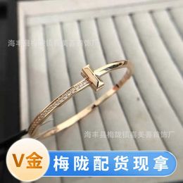 Tifaniym classic V Gold Plated Mijin T Family Narrow Edition T1 Bracelet Hand CNC Craft Inlaid Star Style Fashion Expert Straight