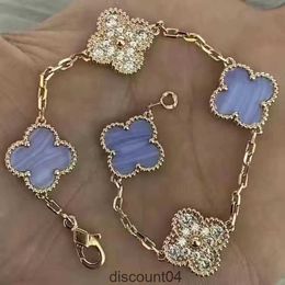 High Quality Flower Bracelet Four Leaf Clover Fashion Jewellery 18k Shell Motif Charm Women Men Diamond Chain Valentines Day Gifteutkeutk