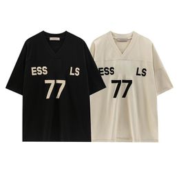 Ess double line men's T-shirt fusing summer large size loose comfortable heavy street hip hop style men's and women's T-shirt size s to xl