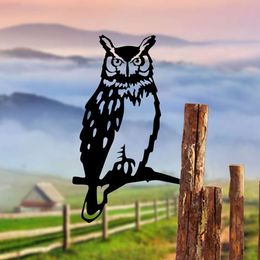 New Metal Hollowed Out Owl Art Card Insertion Home Outdoor Garden Wildlife Handicraft Decoration