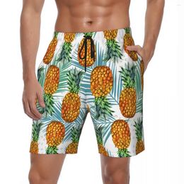 Men's Shorts Summer Board Men Pineapple Tropical Sports Surf Fruit Hawaii Custom Beach Comfortable Trunks Large Size