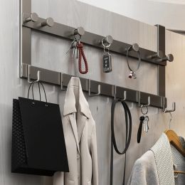 Rails Over the Door 13 Hooks Punchfree Home Rack Clothes Coat Hat Bag Towel Hanger Keys Holder Bathroom Kitchen Decor