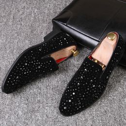 Black Spikes Brand Mens Loafers Luxury Shoes Denim And Metal Sequins High Quality Casual Men 240312