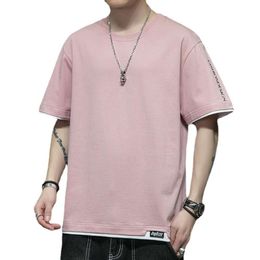 T-shirt Short Men's Overweight and Oversized Loose Thin Half Sleeved Top Fake Two-piece Summer Outfit