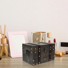 Storage Bags Boxes Retro Jewelry Case Organizer Container Accessories Wooden Vintage Money Metal Piggy Bank Treasure Chest Coin