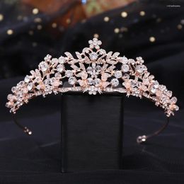 Hair Clips Baroque Luxury Handmade Crystal Beads Flowers Bridal Tiaras Crown Rhinestone Pageant Diadem Cz Headband Wedding Accessories