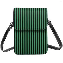 Bag Candy Striped Shoulder Green And Black Bulk Retro Mobile Phone Leather School Student Bags