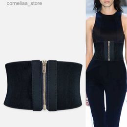 Belts Fashion Wide Elastic Designer Belts For Women High Quality Female Dress Black Corset Belt Stretch Cummerbunds WaistbandY240315