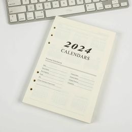 2024 Loose Leaf Notebook Refills 6 Rings Binder Notepad Kawaii Diary Journal Planner Cute Agenda Organizer Korean Stationery 240311