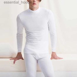 Men's Thermal Underwear Thermal Underwear Mens Long Autumn Winter Turtleneck Tops+Pants 2 Piece Set Homem Clothing Warm Thick Plus Size L-2XLC24315