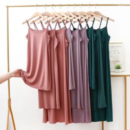 Casual Dresses 2024 Women Sexy Strap Modal Dress Loose Spring Summer Sleeveless Plus Size Basic Solid Womens Clothing