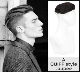 Synthetic Wigs Men Natural Hair Toupee Short Wig Quiff Style Topper For Young Balding Hairloss High Line ClipOn6755453