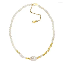 Chains Irregular Natural Pearl Necklace For Women Gold Color Stone Long Necklaces Fashion Jewelry OEM & Wholesale