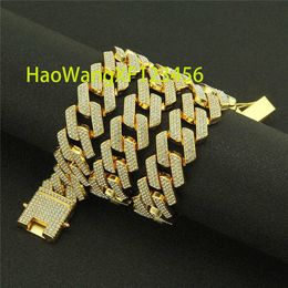 3 Rows VVS Lab Diamond Moissanite 20MM Real 18k Solid Gold Iced Out Cuban Link Chain