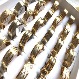 lots 50pcs Silver Gold Band 8mm MIX Stainless Steel Wedding Ring Quality Men Women Finger Ring Whole Jewelry260b