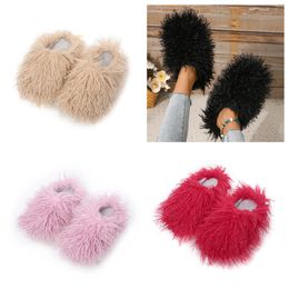 Sandals Hot Selling Fur Slipper Mules Woman Daily Wears Fur Shoe White pink Black browns Metal Casual Flat Shoes Trainer Sneaker GAI soft