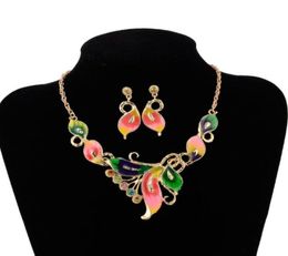 Short style necklace dripping oil color butterfly necklace earrings jewelry independent packaging fashion jewelry WQ295270653