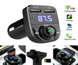 X8 Car FM Transmitter Aux Modulator Bluetooth Handsfree o Receiver MP3 Player 3.1A Quick Charge Dual USB with box package1663523