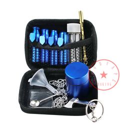 Cool Colourful Smoking Snuff Snorter Sniffer Snuffer Kit Dry Herb Tobacco Spice Miller Pill Storage Bottle Stash Case Portable Necklace Container Jars Tank DHL