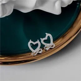 Stud Earrings Sterling Silver 925 For Women Diamond Devil Love Fashion Jewelry