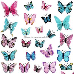 Sewing Notions Tools 48 Pieces Butterfly Iron Ones Assorted Size Colorf Embroidered Applique Sew On Repair For Diy Accessory Cloth Dh684