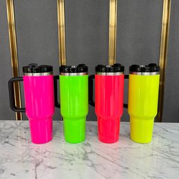 wholesale bulk Customized laser engraved logo design blank sublimation neon colors 30oz 40oz H2.0 quencher tumbler with handle and straw,sold by case