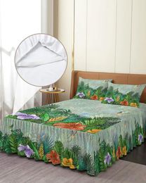 Bed Skirt Tropical Hummingbird Flower Elastic Fitted Bedspread With Pillowcases Mattress Cover Bedding Set Sheet