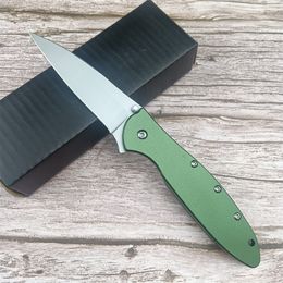 Tactical Green/Orange Leek 1660 Folding Knife 8Cr13Mov Blade Stainless Steel Handle Flipper Assisted Pocket Knife With Belt Clip Everyday Carry For Hunting Camping