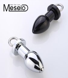 Silver Ring Tail Metal Anal Shower Enema Water Nozzle Plug Head Enema Anal Cleaning Anal Plug Sex Toys Stainless Steel Butt Plug Y1416478