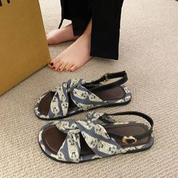 Sandals Women Print Random Beach Flats Shoes Designer Summer Dress Slippers 2024 Casual Flip Flops Mujer Zapatillas Slides