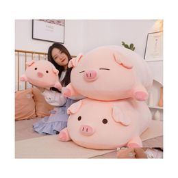 Plush Dolls P 40/50/60/80Cm Squish Pig Stuffed Doll Lying Piggy Toy Animal Soft Pie Pillow Cushion Kids Baby Comforting Gift 22040 D Dhd01