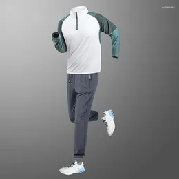 Men's Tracksuits Quick Dry Sportswear Sets Men Long Sleeve Ice Silk Sweatshirt Sweatpants Fitness Casual Outdoor Breathable Spring Summer