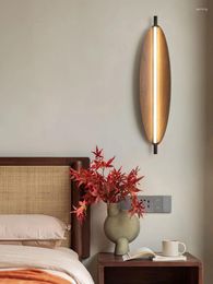 Wall Lamp Japanese Style Solid Wood Creative LED Leaf Shaped Bedroom Bedside Personalized Retro Living Room Background