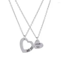 Pendant Necklaces 2pcs Sister Necklace Matching "Little Big Sister" Set