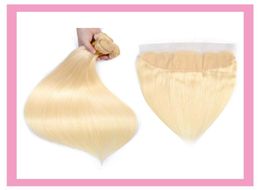 Indian Virgin Hair 3 Bundles With 13X4 Lace Frontal With Baby Hair Extensions Straight Blonde 613 Colour Wholesalae 4 Pieces3493626