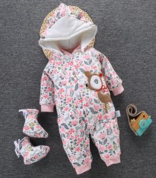 2020 Baby Winter Romper For Newborn Girl Boy Clothes Toddler Baby Jumpsuit Overalls Thick Warm Baby Girl Rompers Infant Clothing Y6697298