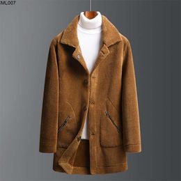 Lamb Fur One-piece Leather Coat Men Stand Collar Double-sided Wear Jacket