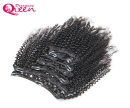 Mongolian Afro Kinky Curly Clip In Human Hair Extensions 7 PcsSet Clips In 4B 4C Pattern Mongolian Virgin Human Hair Weave Bundle6603671