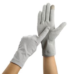 Spring Summer Driving Gloves Women Touch Screen Thin Cotton Gloves Lace UV Sun Against Non Slip Riding Car2340